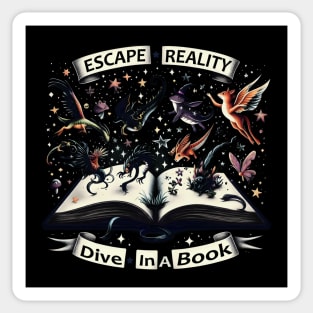 Escape Reality Dive in a Book – Reading Lover Fantasy Graphic Sticker